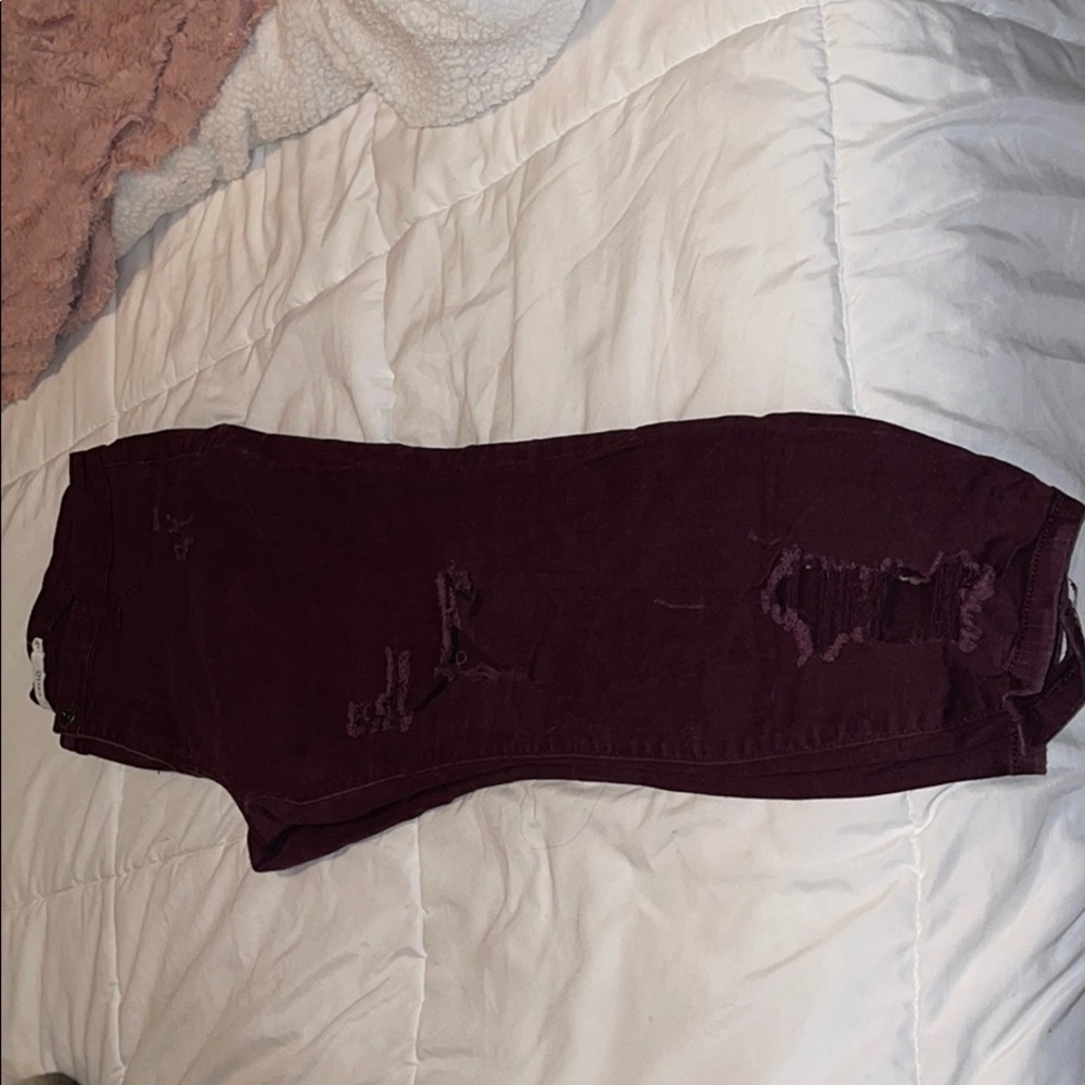 Burgundy skinny jeans